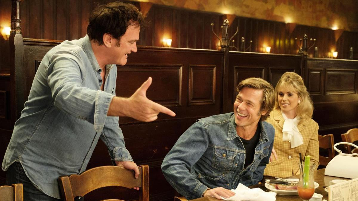 Tarantino filmando con Brad Pitt