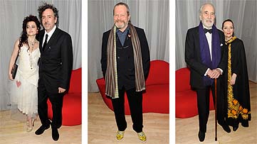 Bonham Carter con Burton, Terry Gilliam y Lee con su señora Bonham Carter con Burton, Terry Gilliam y Lee con su señora