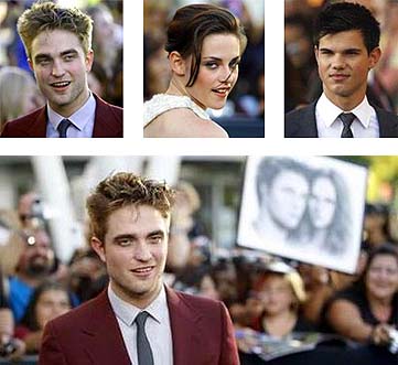 Robert Pattinson,  Kristen Stewart y Taylor Lautner