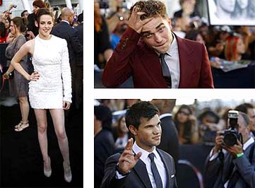 Robert Pattinson,  Kristen Stewart y Taylor Lautner